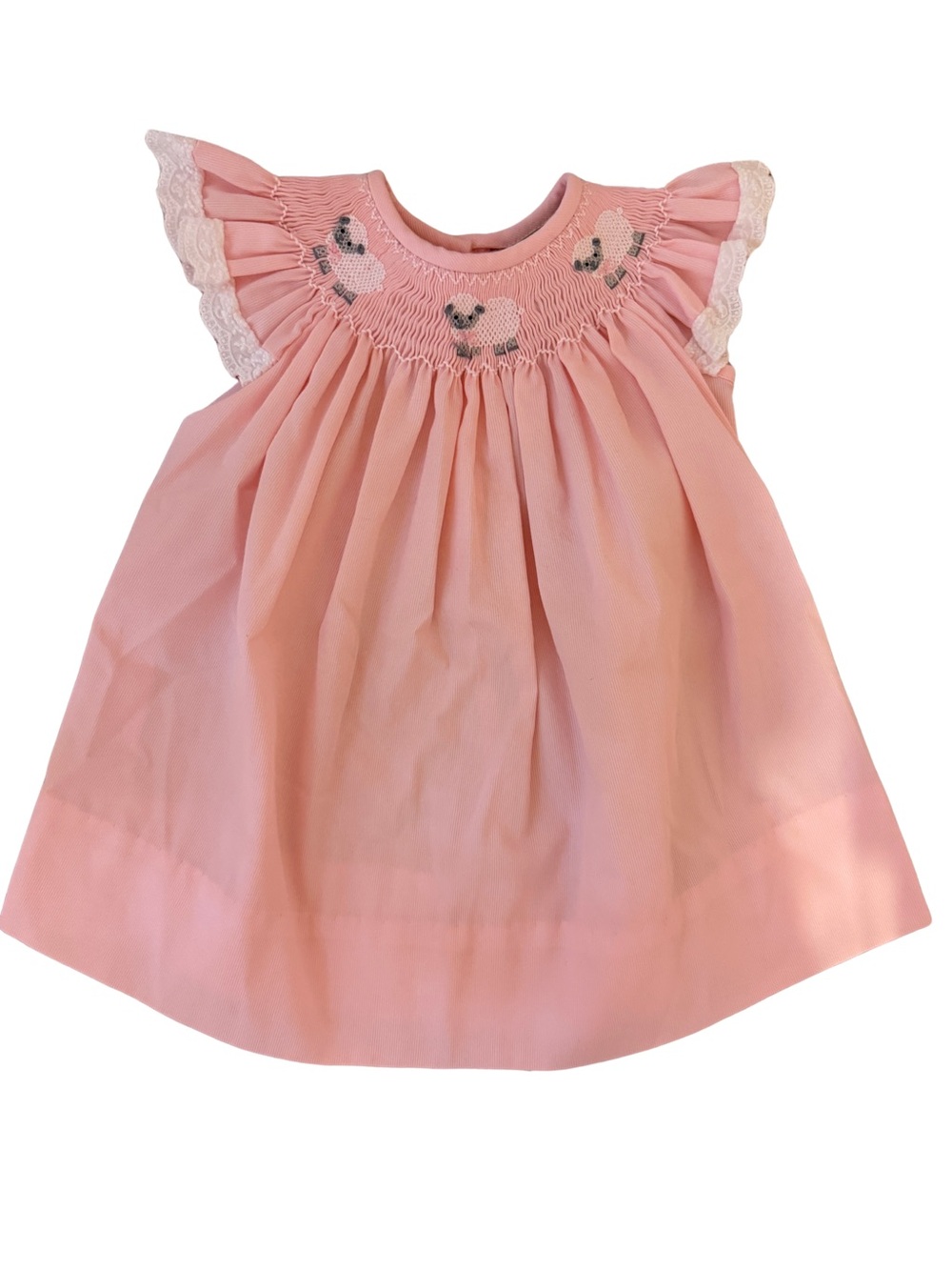 Classic Whimsy Lamb Smocked Dress Pink 6M